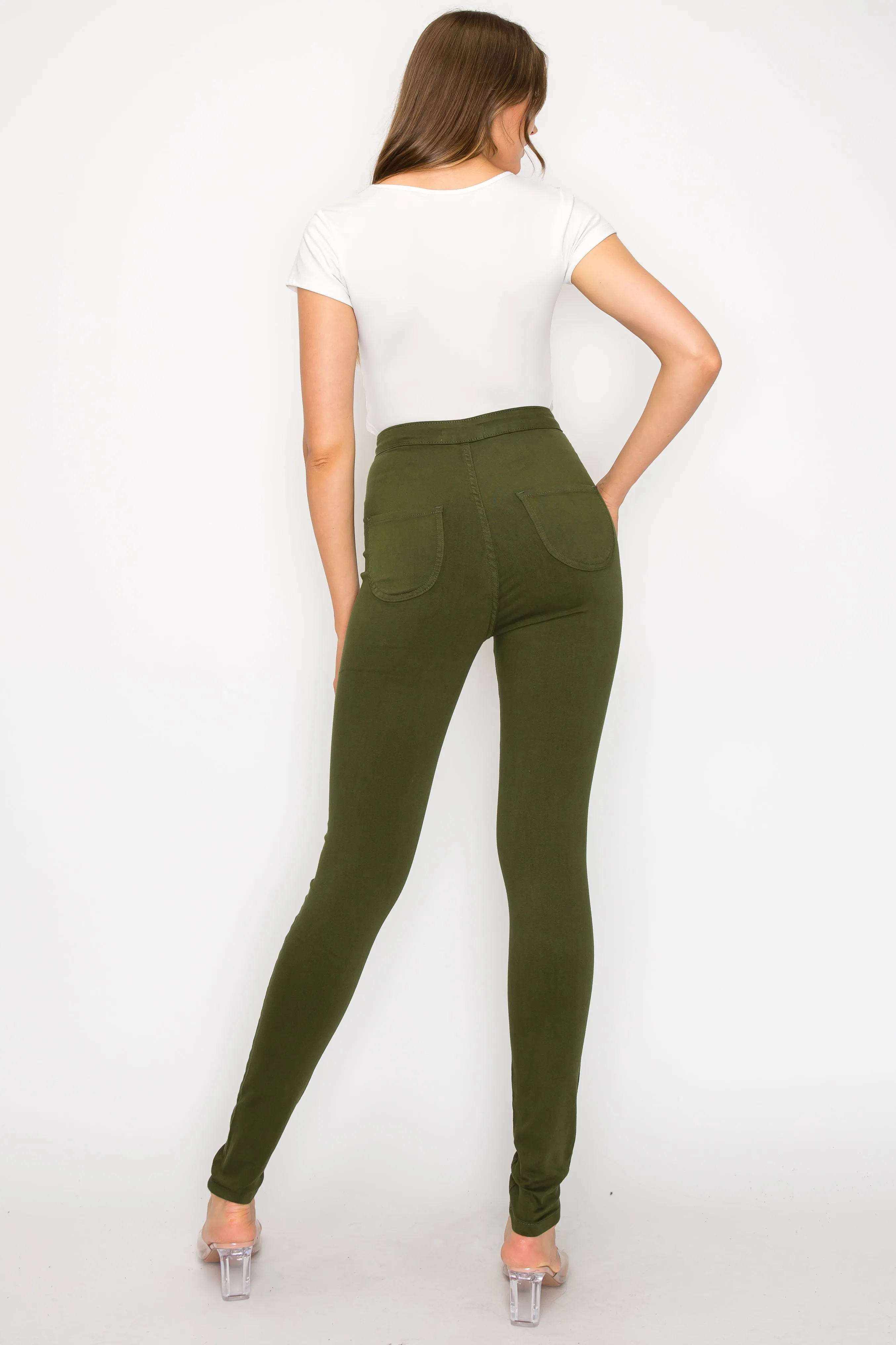 1166 Women's Super High Waisted Color Skinny Jeans