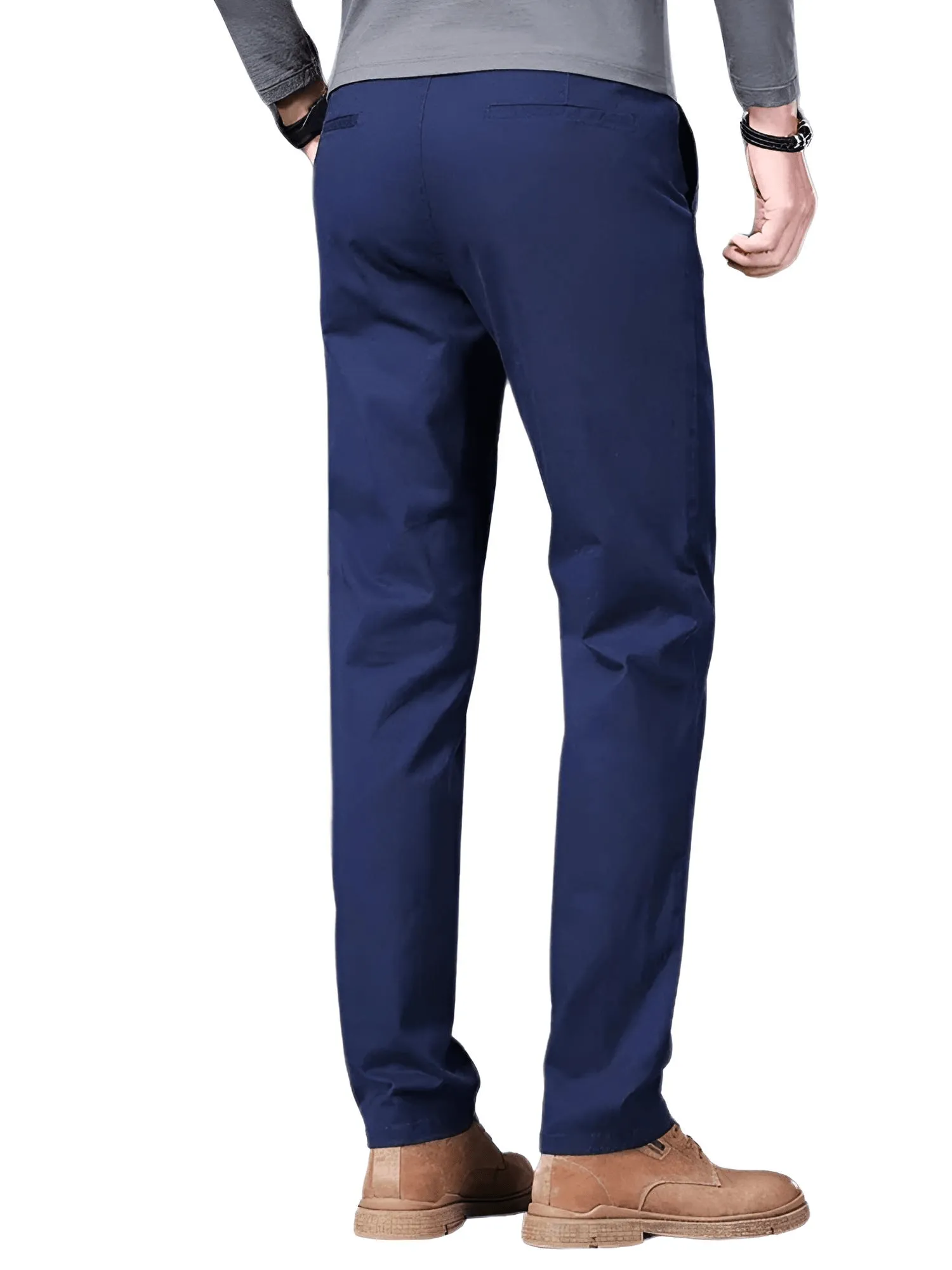 97% Cotton Men's Casual Pants Autumn Fashion Comfortable Elastic Slim Straight Business Trousers