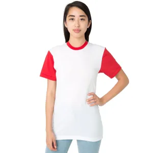 American Apparel Unisex White/Red 50/50 Short Sleeve Tee