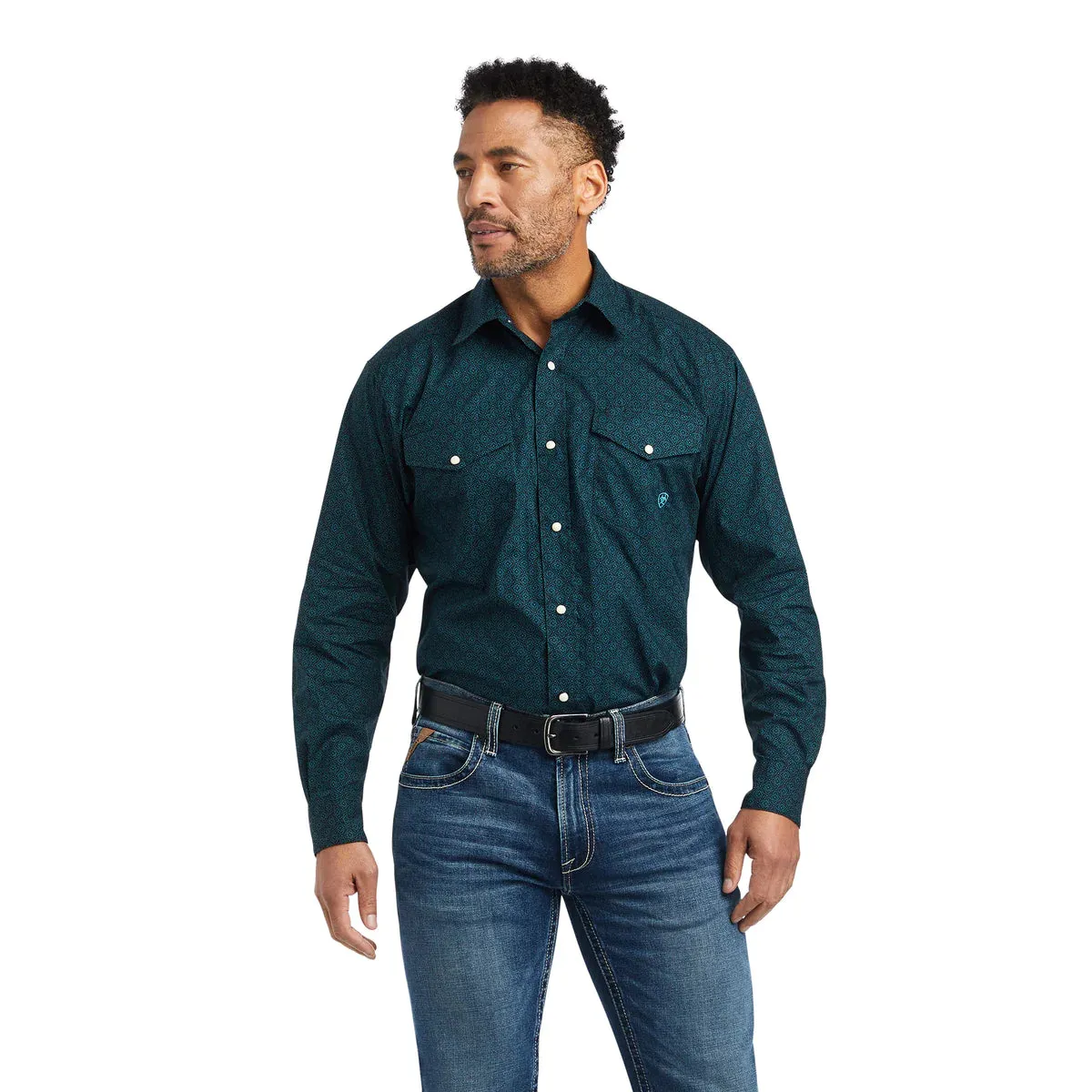 Ariat Mens Kannon Classic Snap LS Shirt Ocean Depths