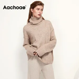 Autumn Winter Women Knitted Turtleneck