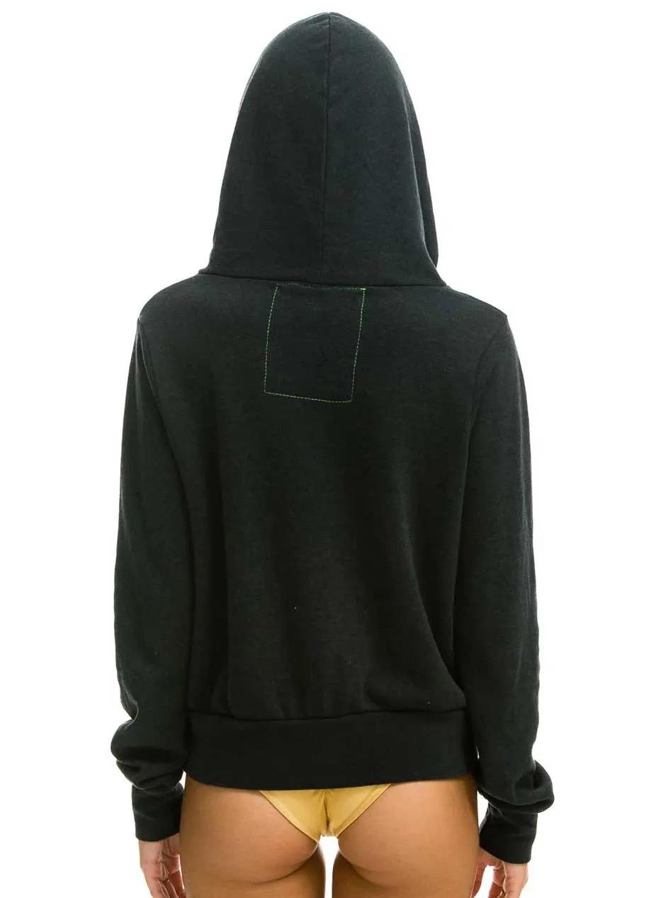 Aviator Nation Women's 5 Stripe Zip Hoodie - Charcoal Grey