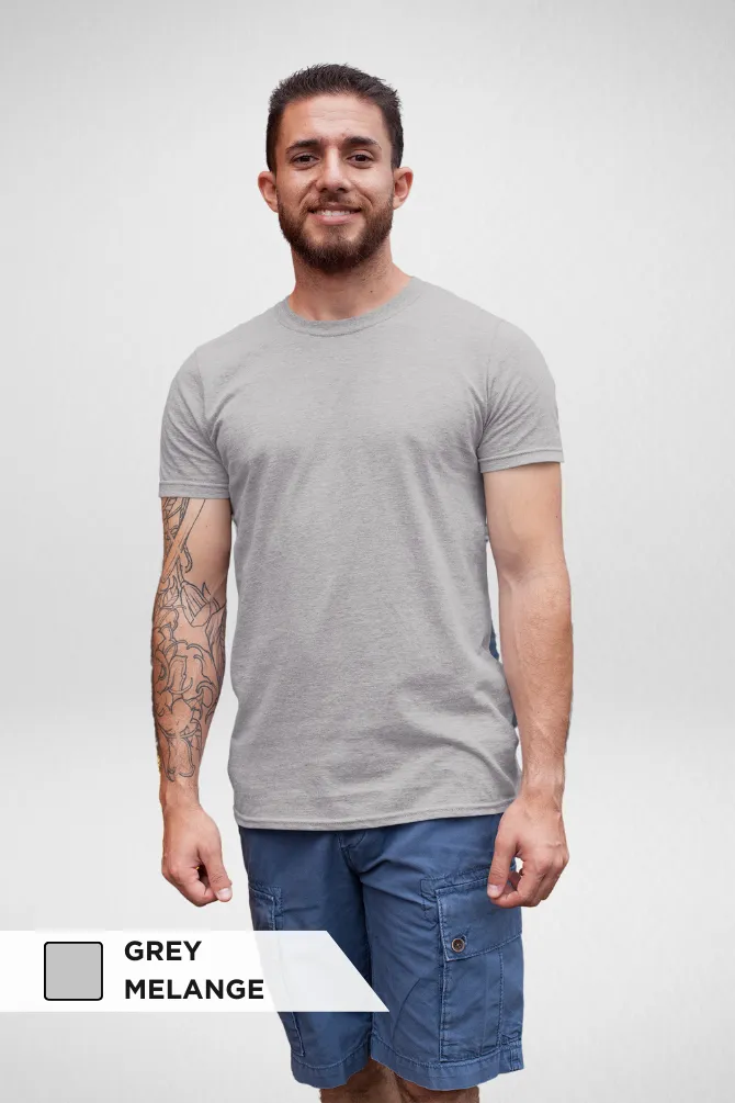 Black and Grey Melange Plain T-shirts Combo for Men