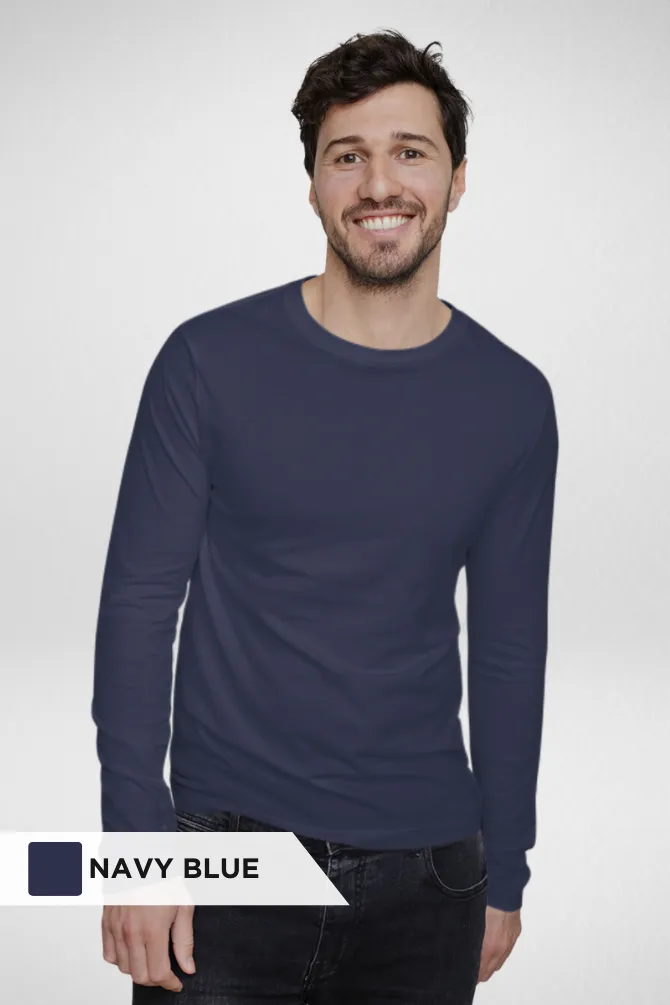 Black and Navy Blue Full Sleeve T-Shirts Combo for Men