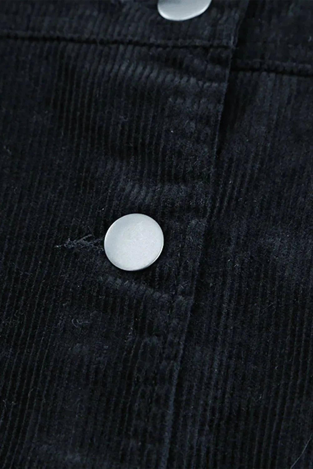 Black Corduroy Pocket Buttoned Jacket