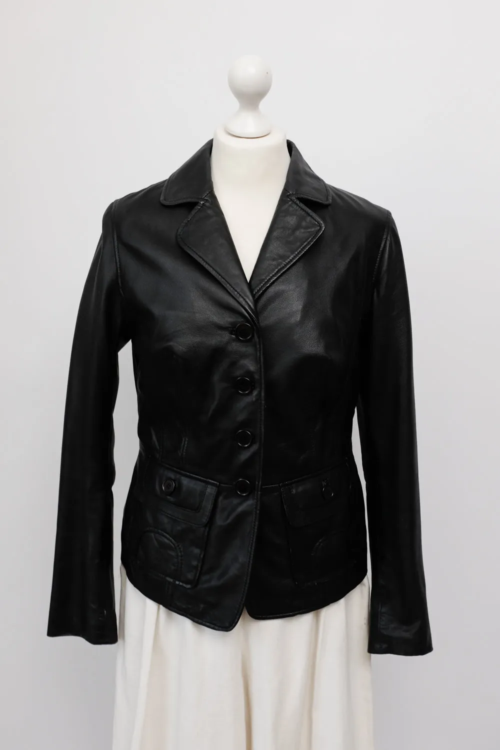 BLACK LEATHER VINTAGE BLAZER