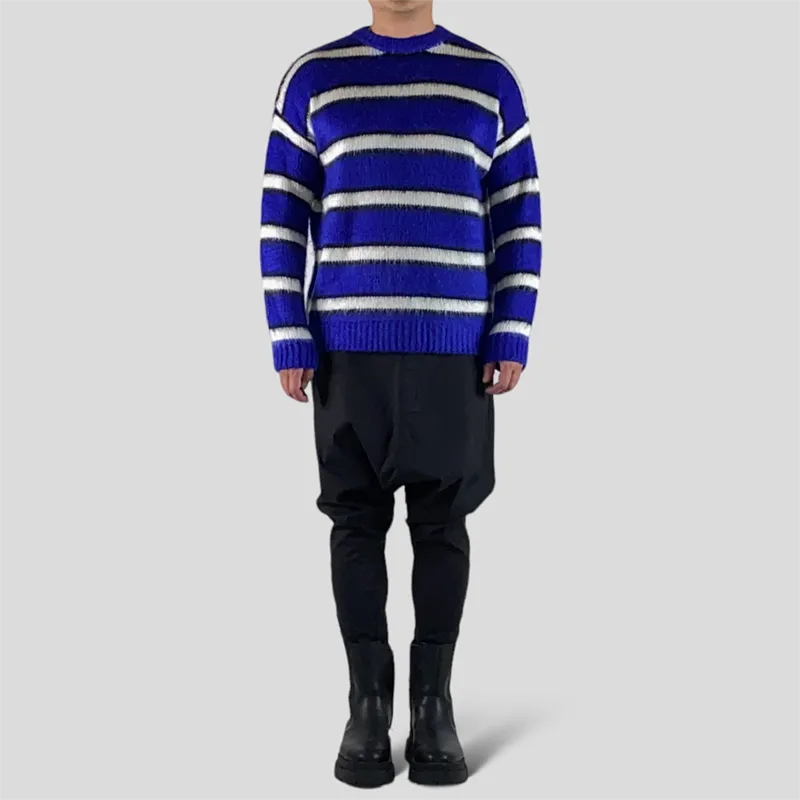 Boxy fit lofty mohair striped sweater - final sale