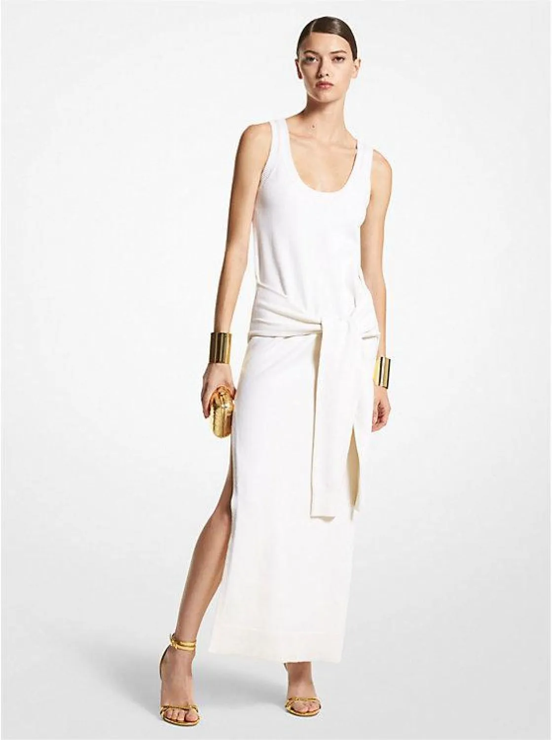 Cashmere Tie-Front Tank Dress