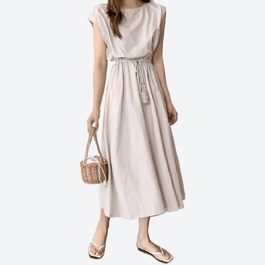 Casual Drawstring Waist Midi Dresses