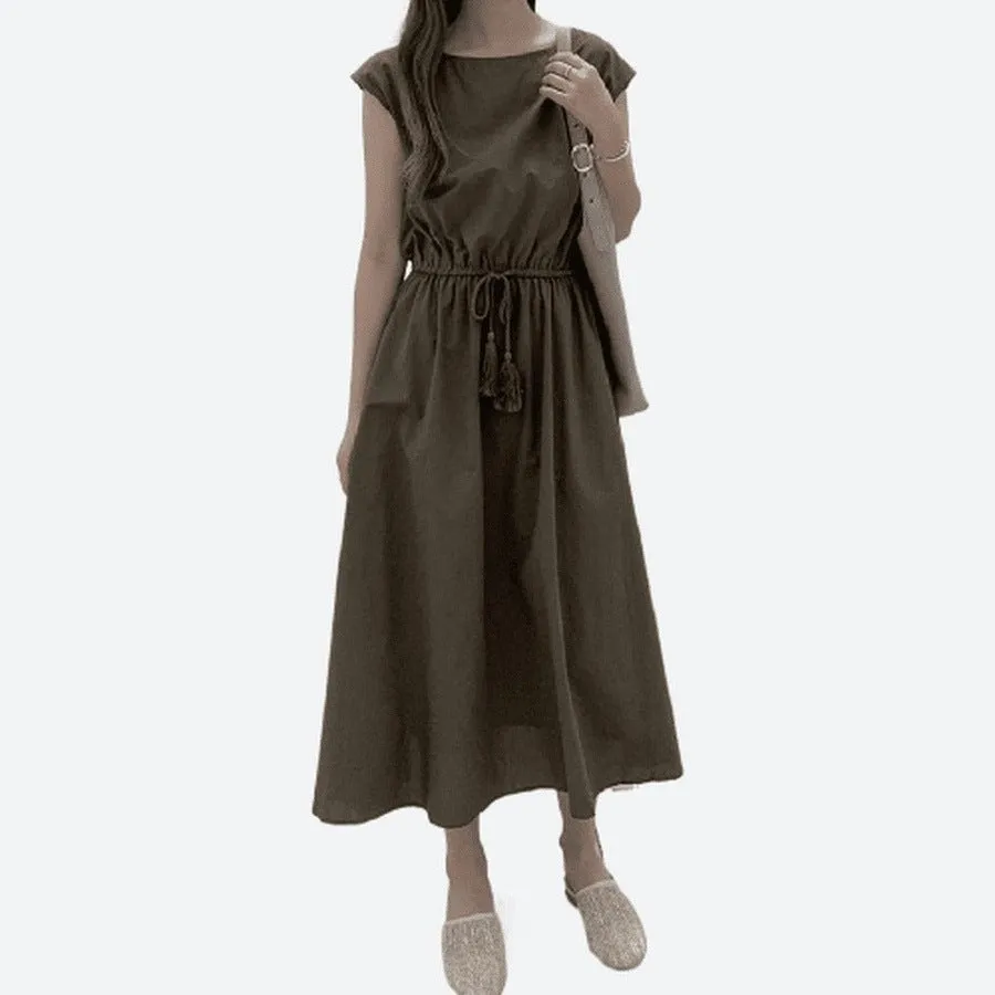 Casual Drawstring Waist Midi Dresses