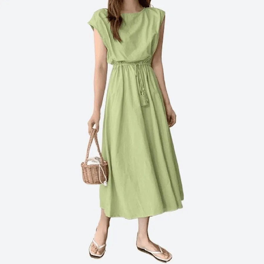 Casual Drawstring Waist Midi Dresses