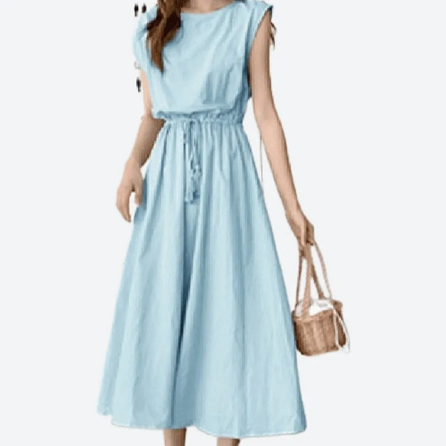 Casual Drawstring Waist Midi Dresses