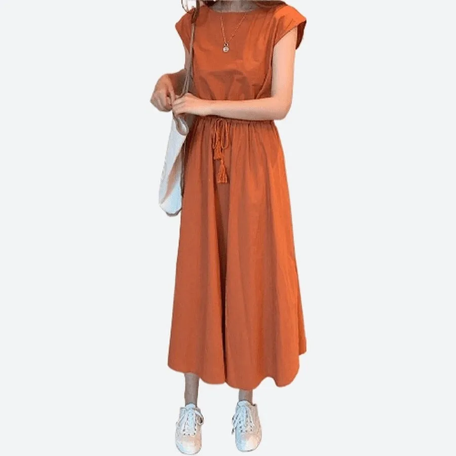 Casual Drawstring Waist Midi Dresses