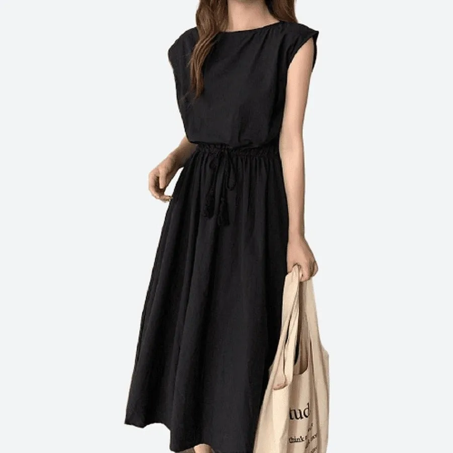 Casual Drawstring Waist Midi Dresses