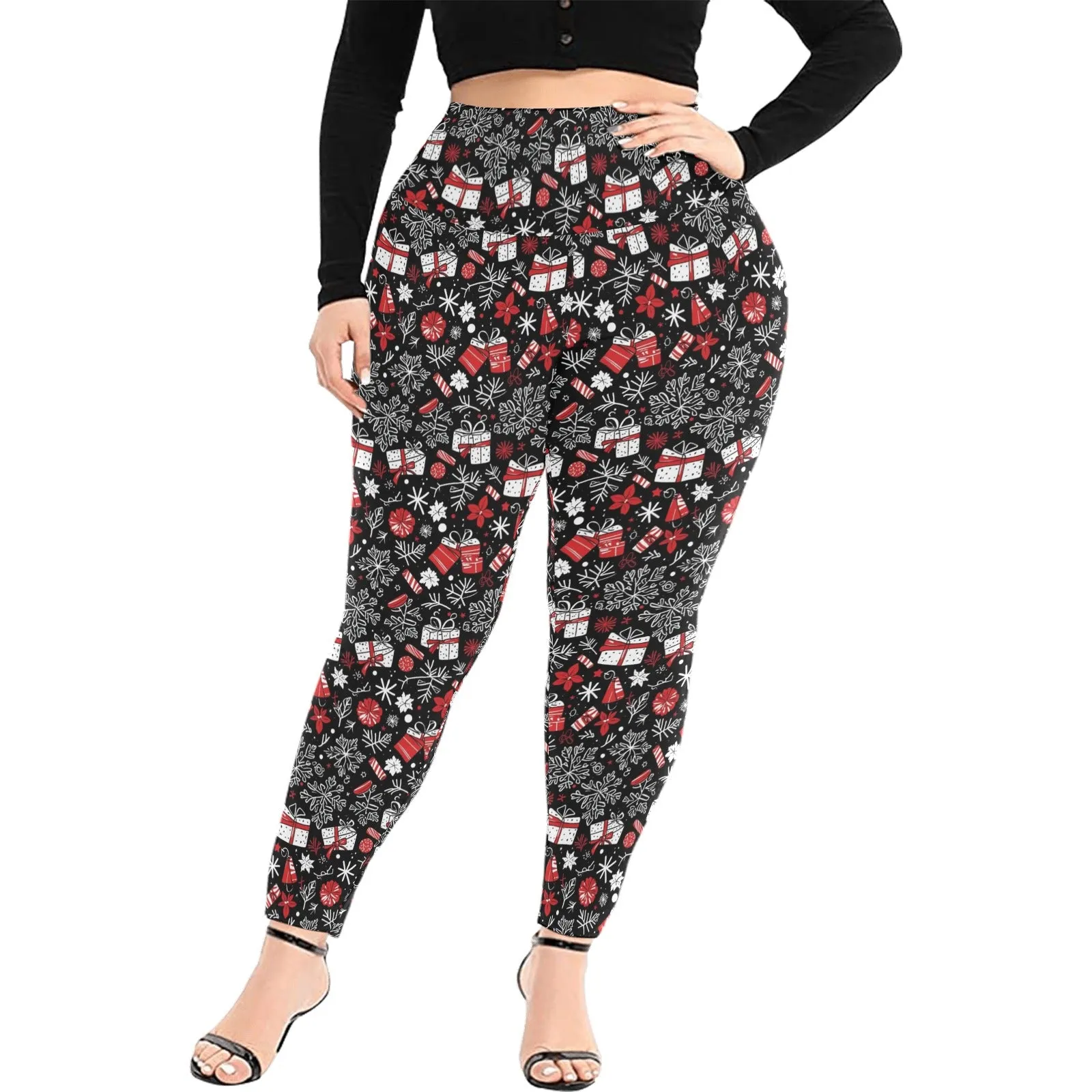 Christmas Gift Women's Plus Size High Waited Leggings Women's High Waist Leggings(Plus Size)(ModelL45)