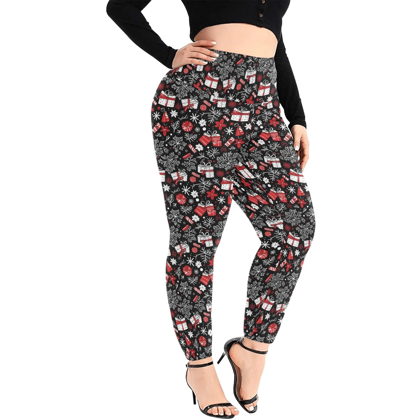 Christmas Gift Women's Plus Size High Waited Leggings Women's High Waist Leggings(Plus Size)(ModelL45)