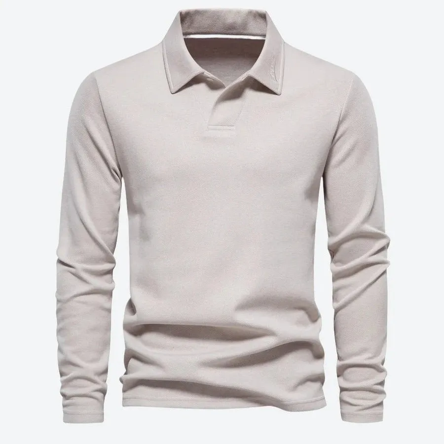 Classic Long-Sleeve Casual Polo Shirts