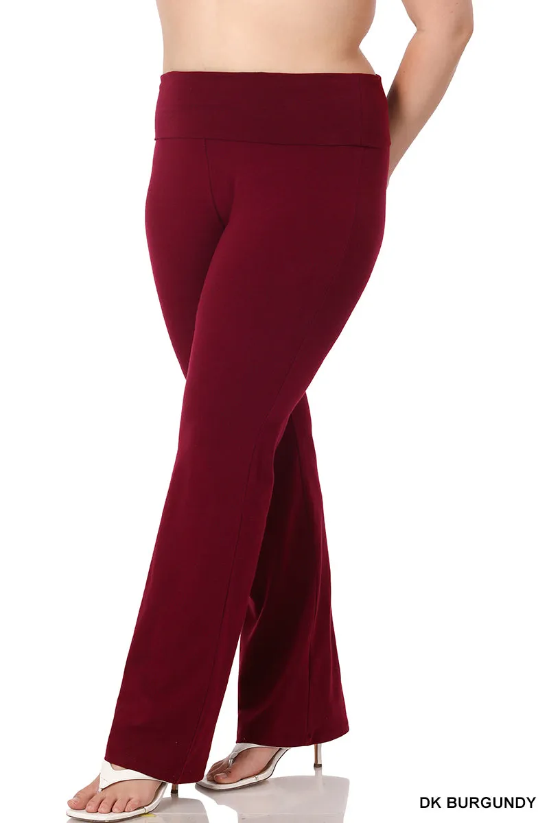 Cotton Fold Over Yoga Flare Pants