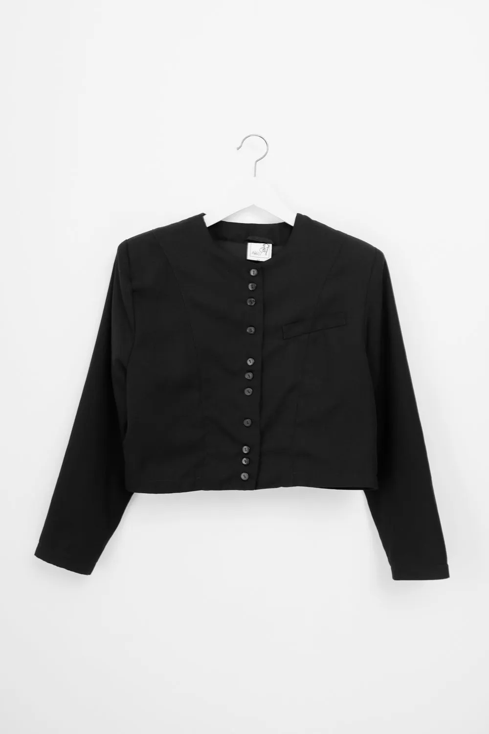 CROPPED VINTAGE BLACK BOXY BLAZER