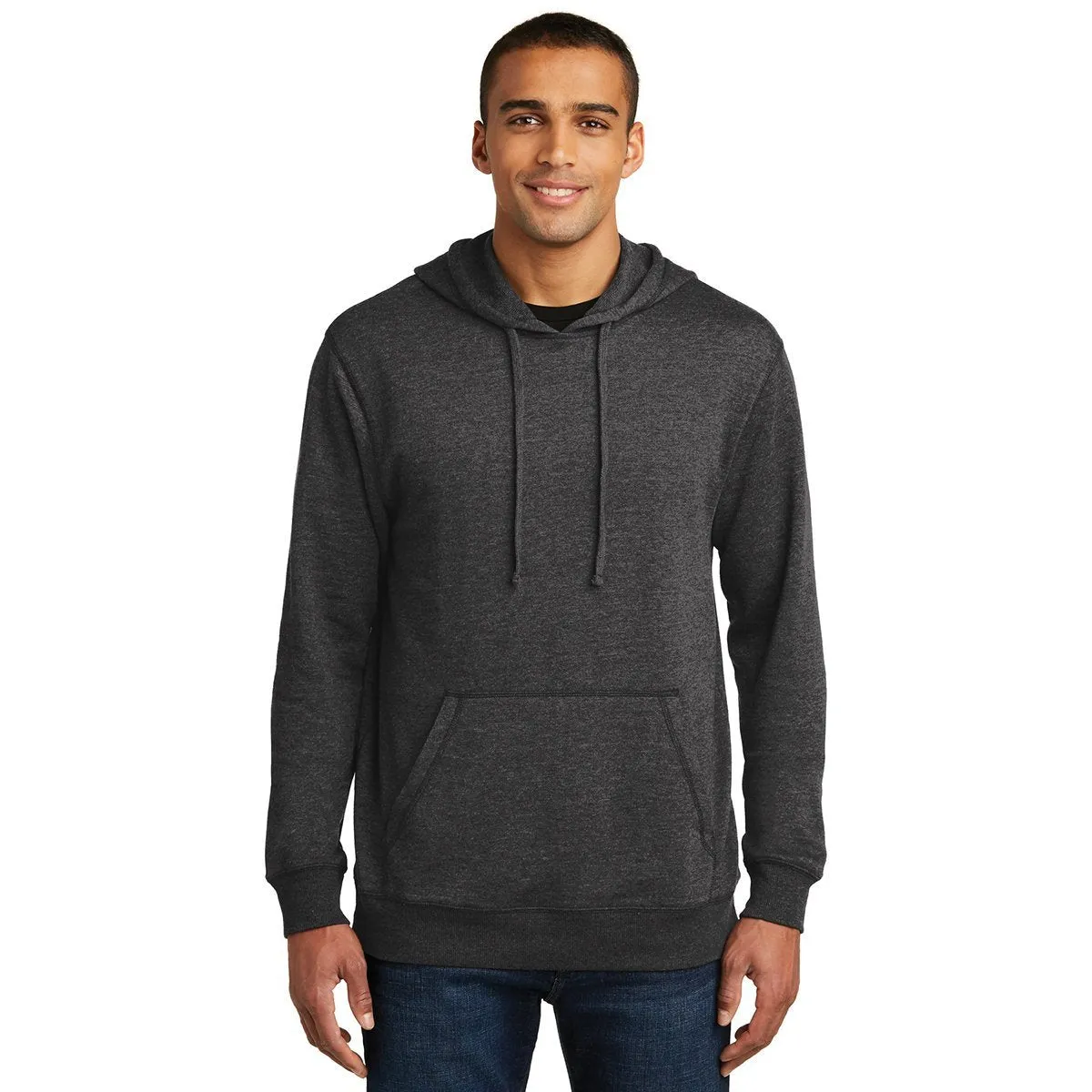 District Made Men's Heathered Black Lightweight Fleece Hoodie