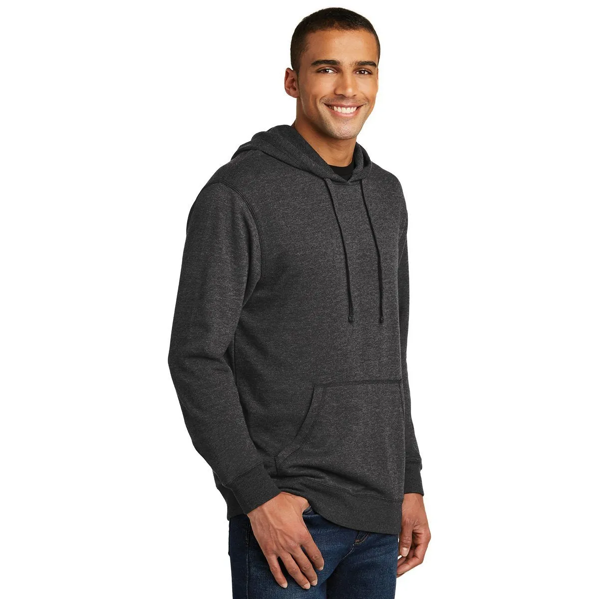 District Made Men's Heathered Black Lightweight Fleece Hoodie