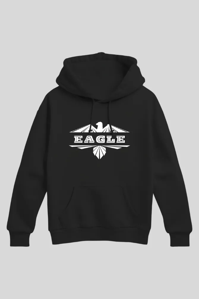 Eagle Black Printed Hoodie for men