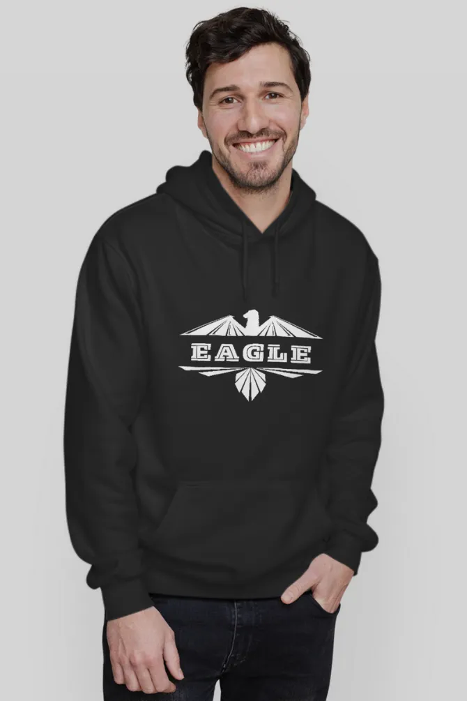 Eagle Black Printed Hoodie for men