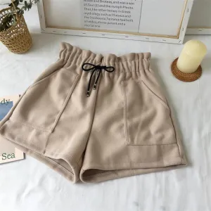 Elastic Thick Warm Woolen Shorts