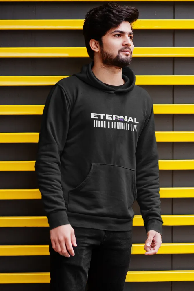 Eternal Black Printed Hoodie for men