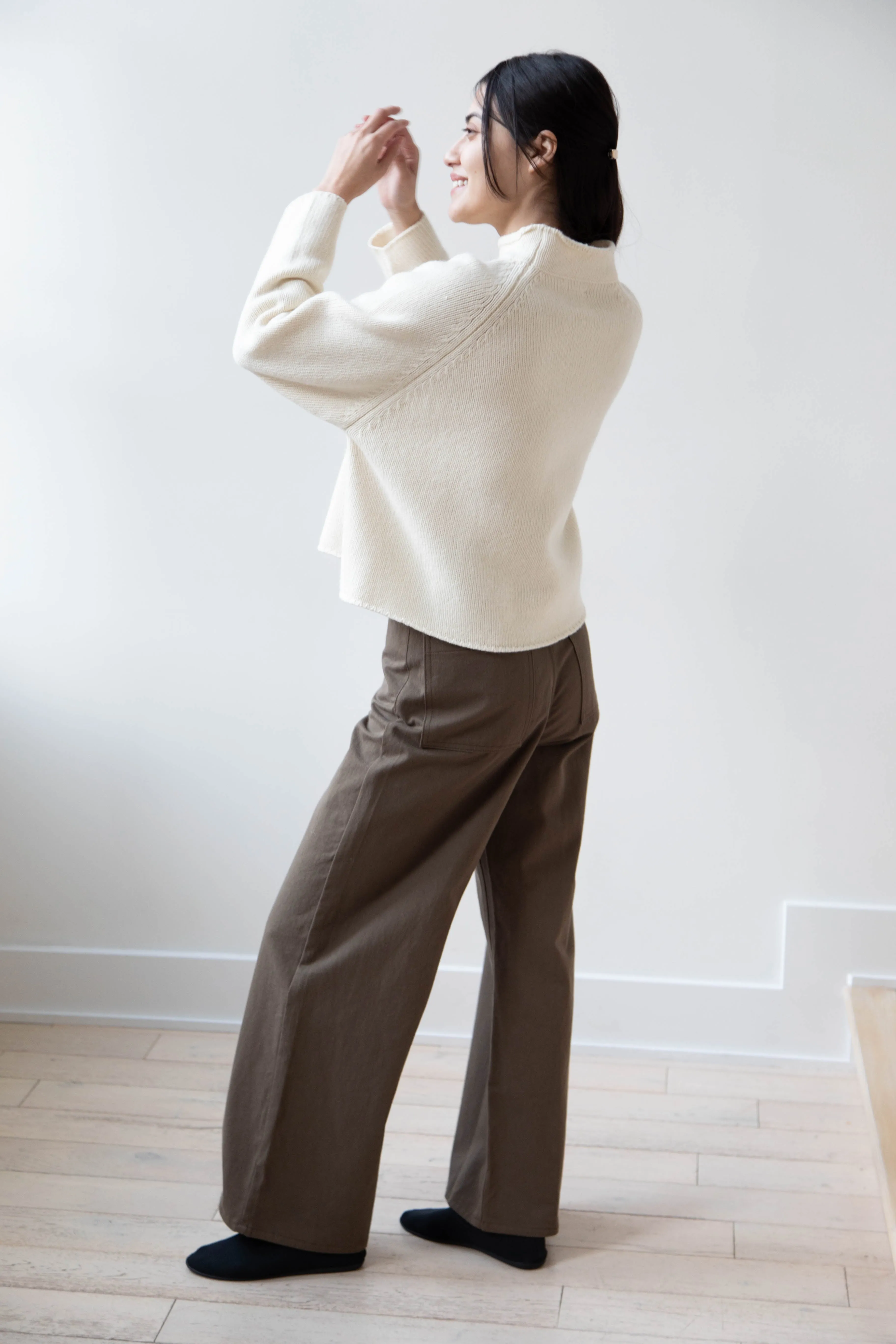 Gauze | Rollneck Wool Cotton Pullover in Milk