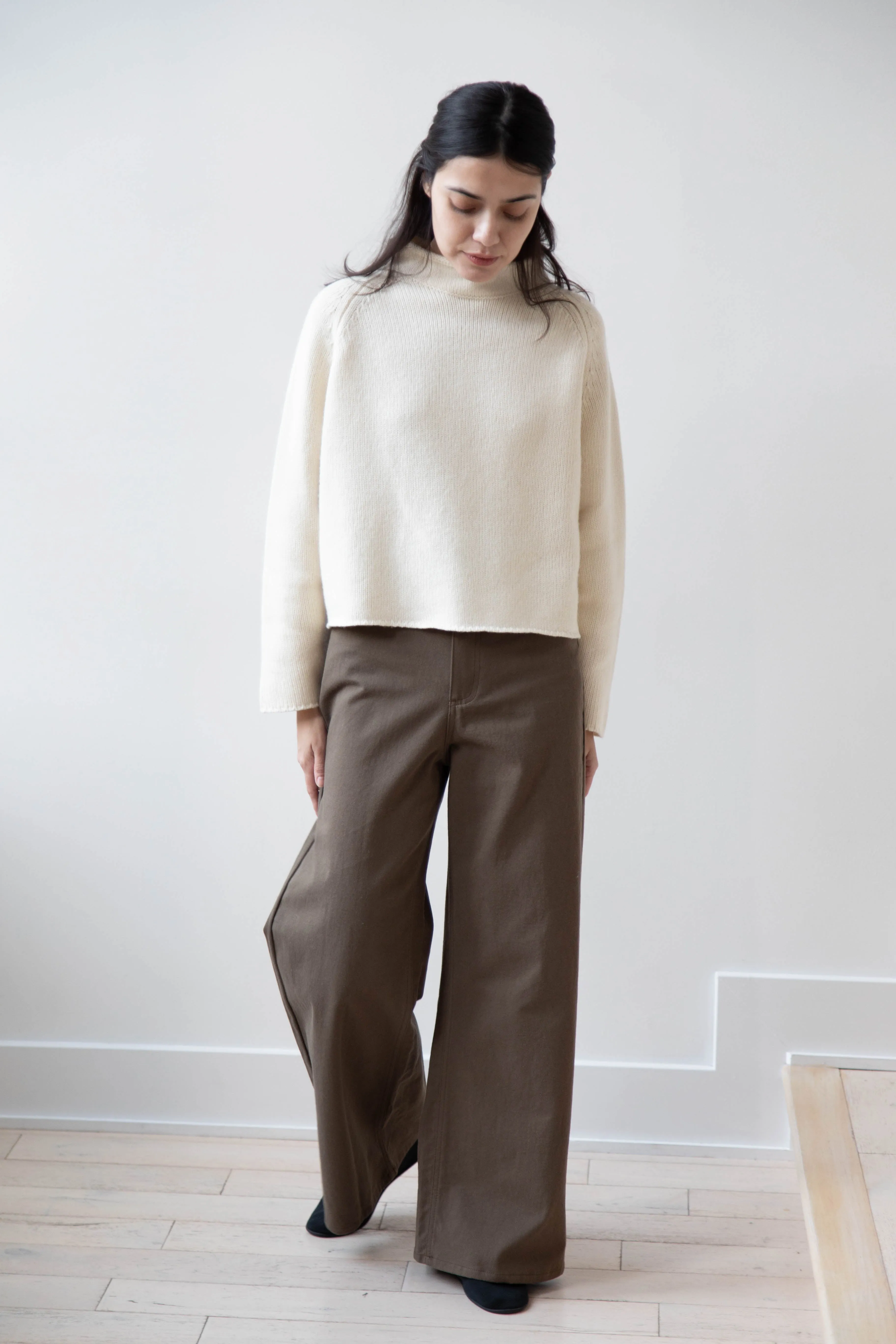 Gauze | Rollneck Wool Cotton Pullover in Milk