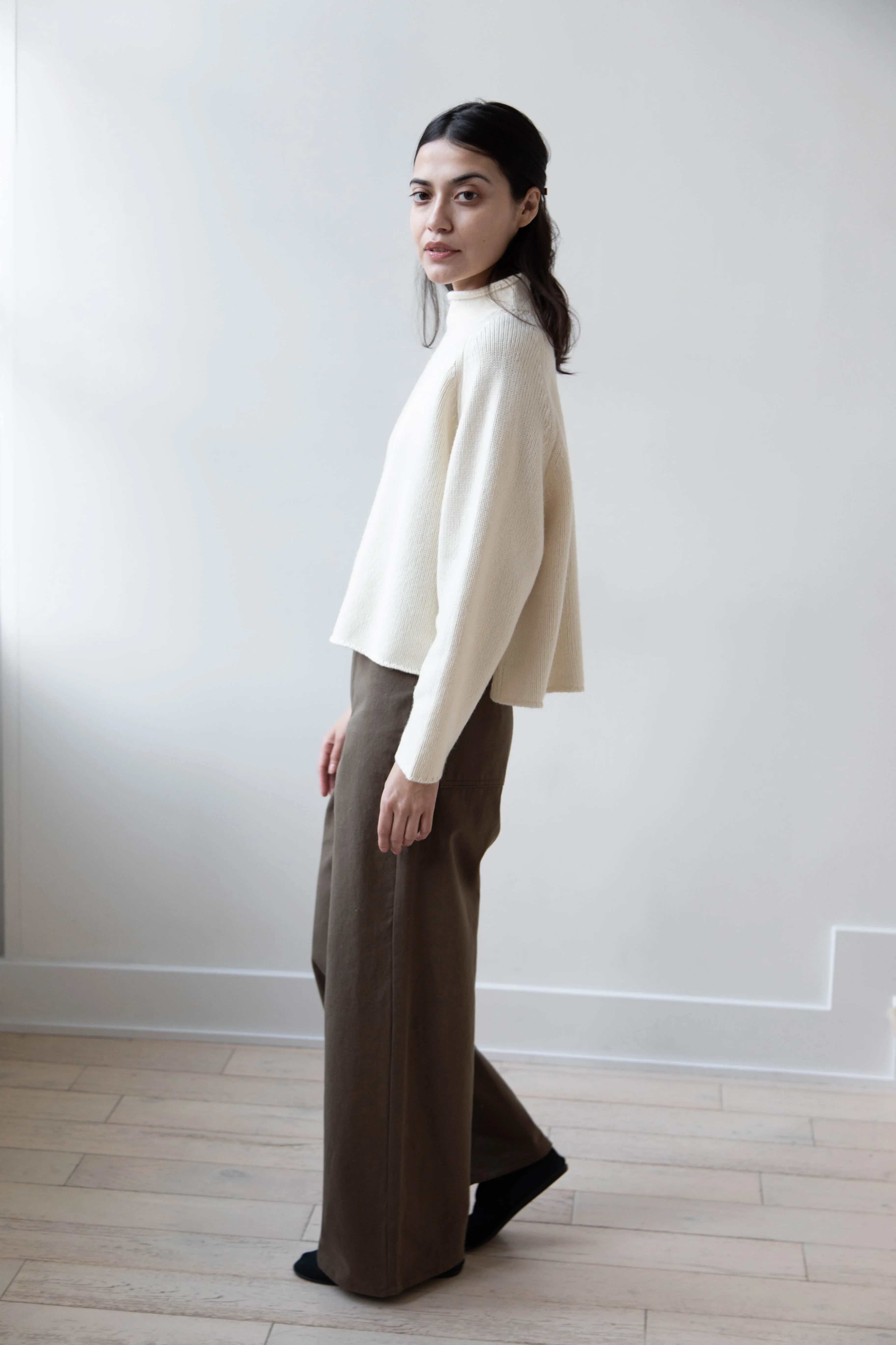 Gauze | Rollneck Wool Cotton Pullover in Milk