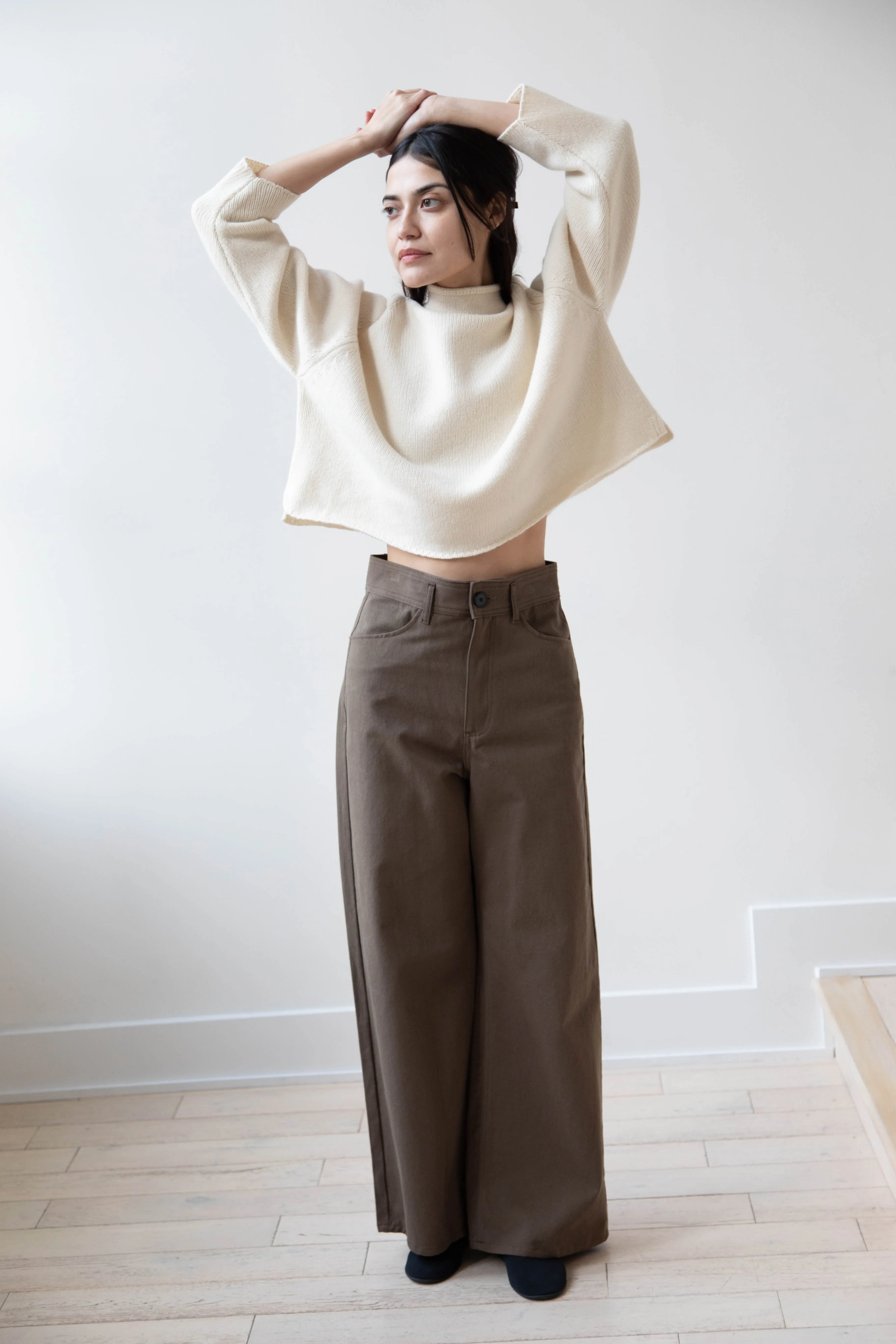 Gauze | Rollneck Wool Cotton Pullover in Milk