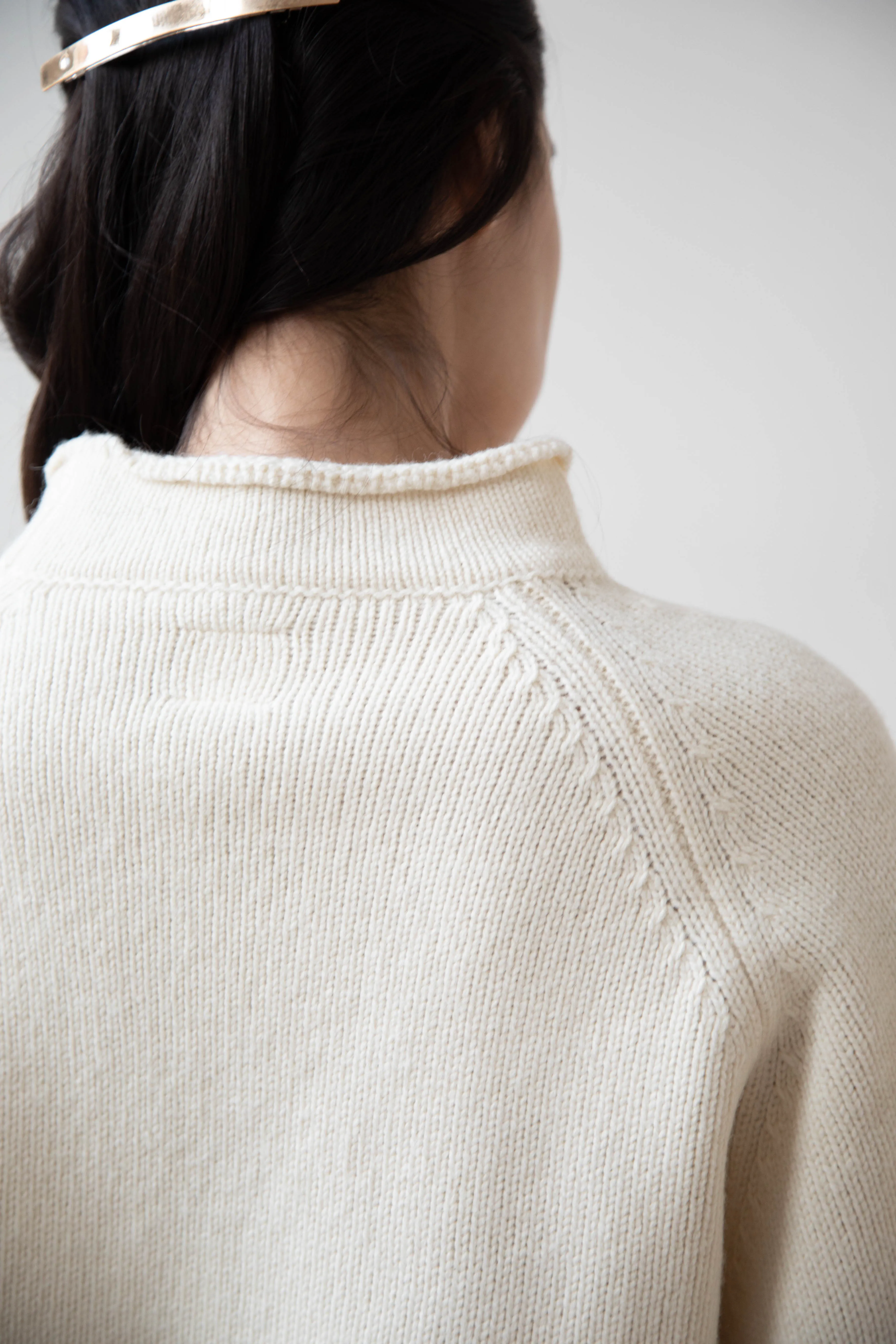 Gauze | Rollneck Wool Cotton Pullover in Milk