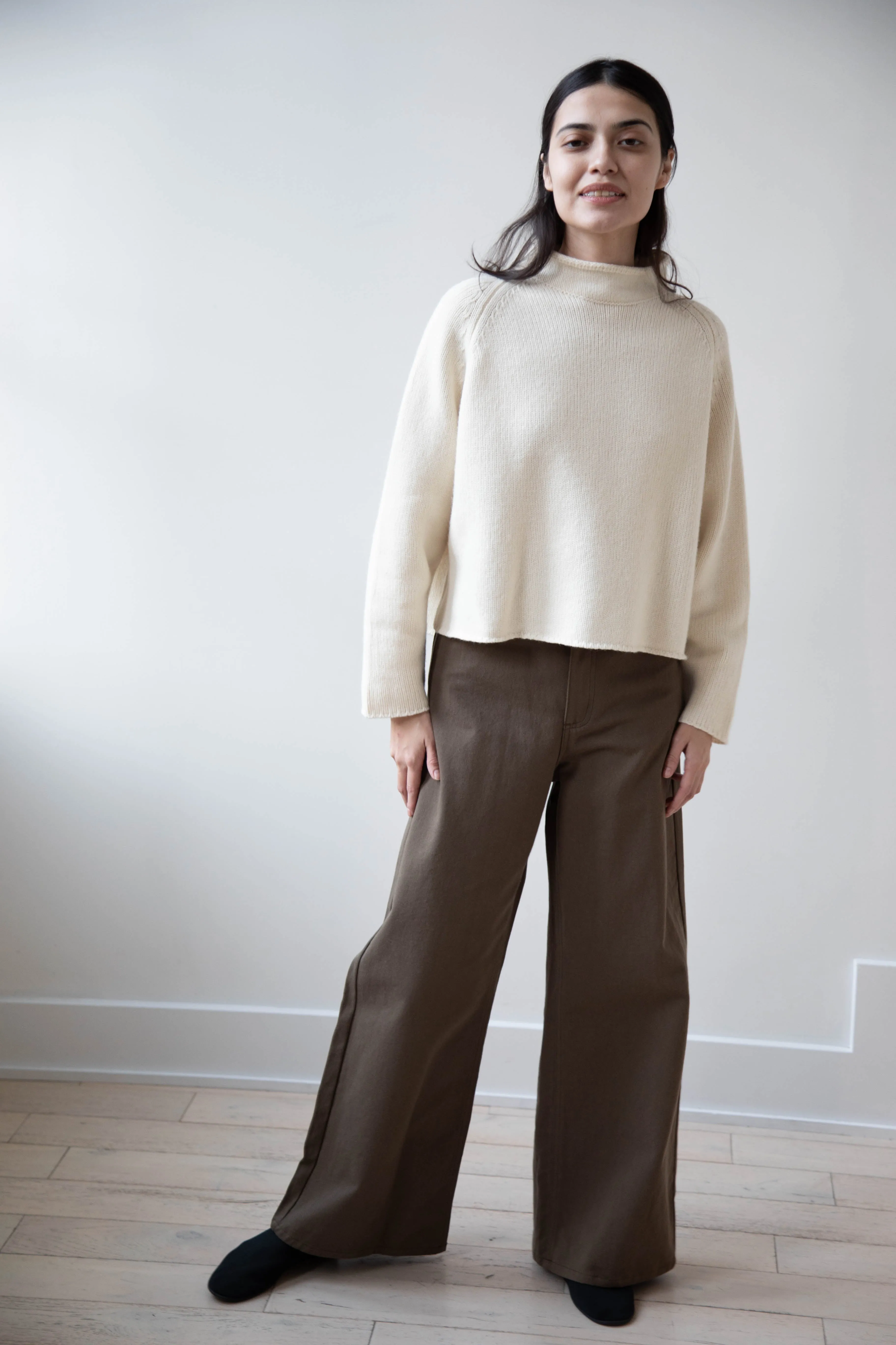 Gauze | Rollneck Wool Cotton Pullover in Milk