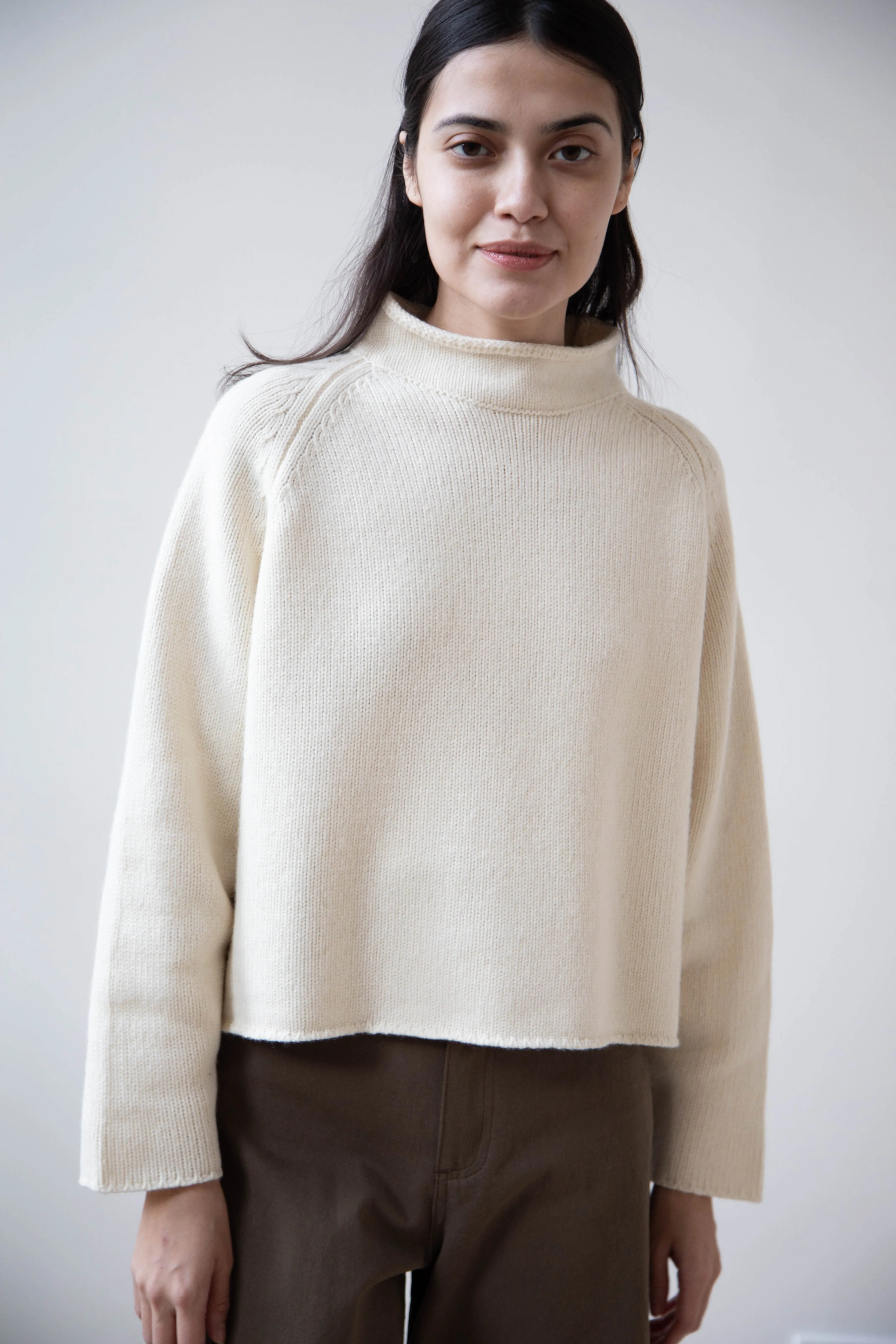 Gauze | Rollneck Wool Cotton Pullover in Milk