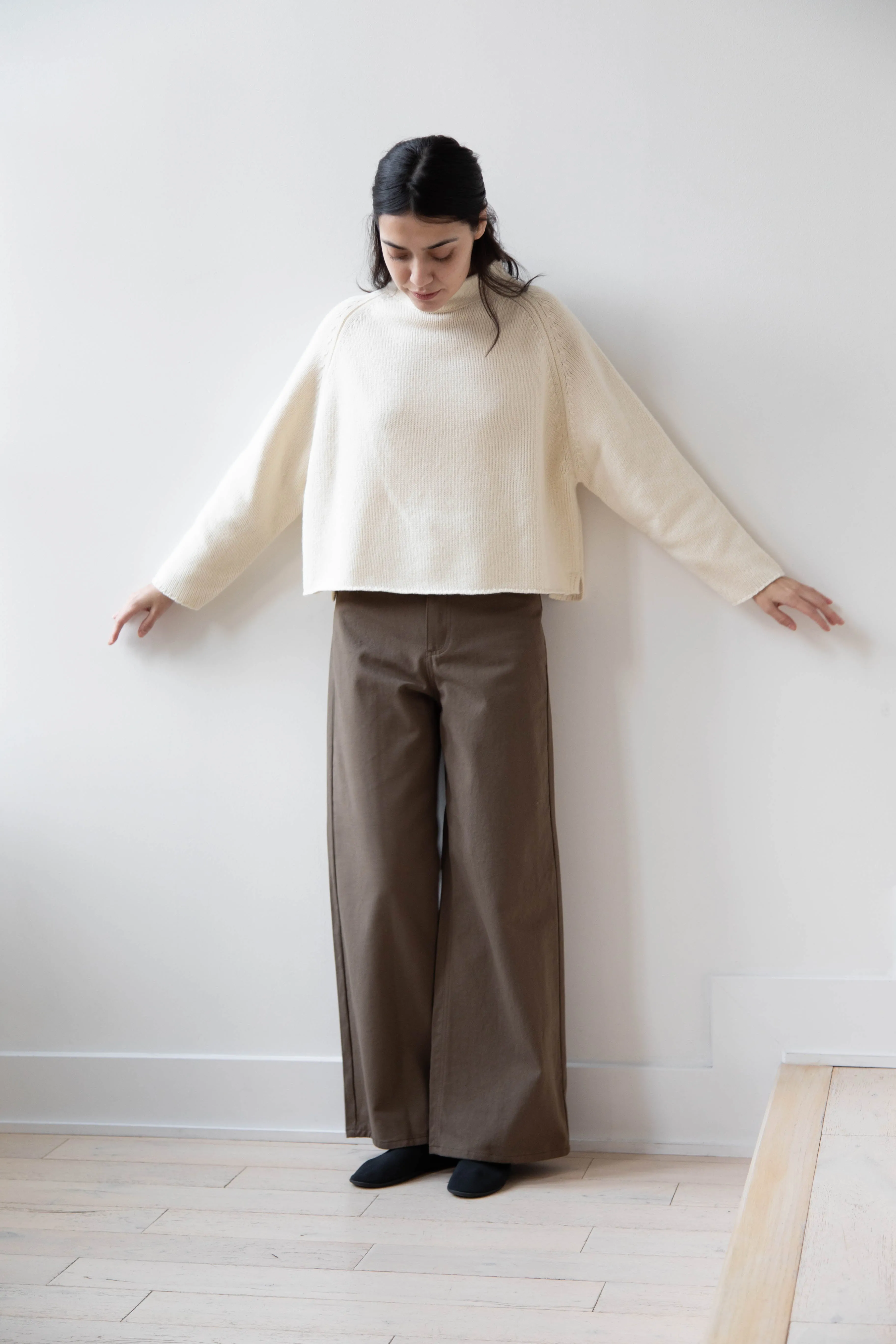 Gauze | Rollneck Wool Cotton Pullover in Milk