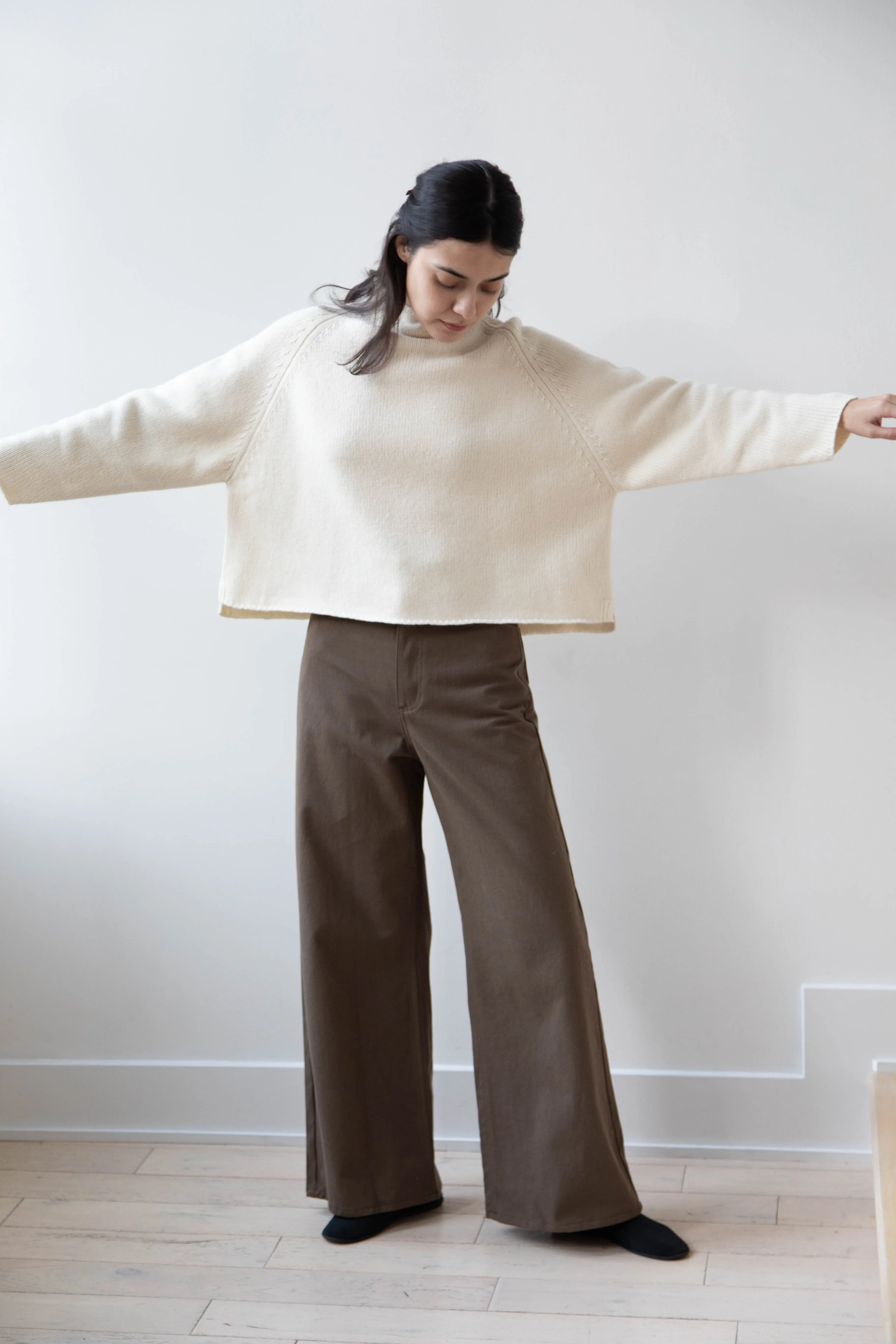 Gauze | Rollneck Wool Cotton Pullover in Milk