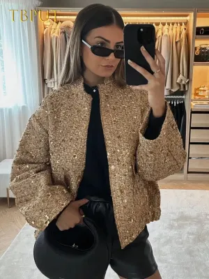 Gold-colored sequin jacket - Yana