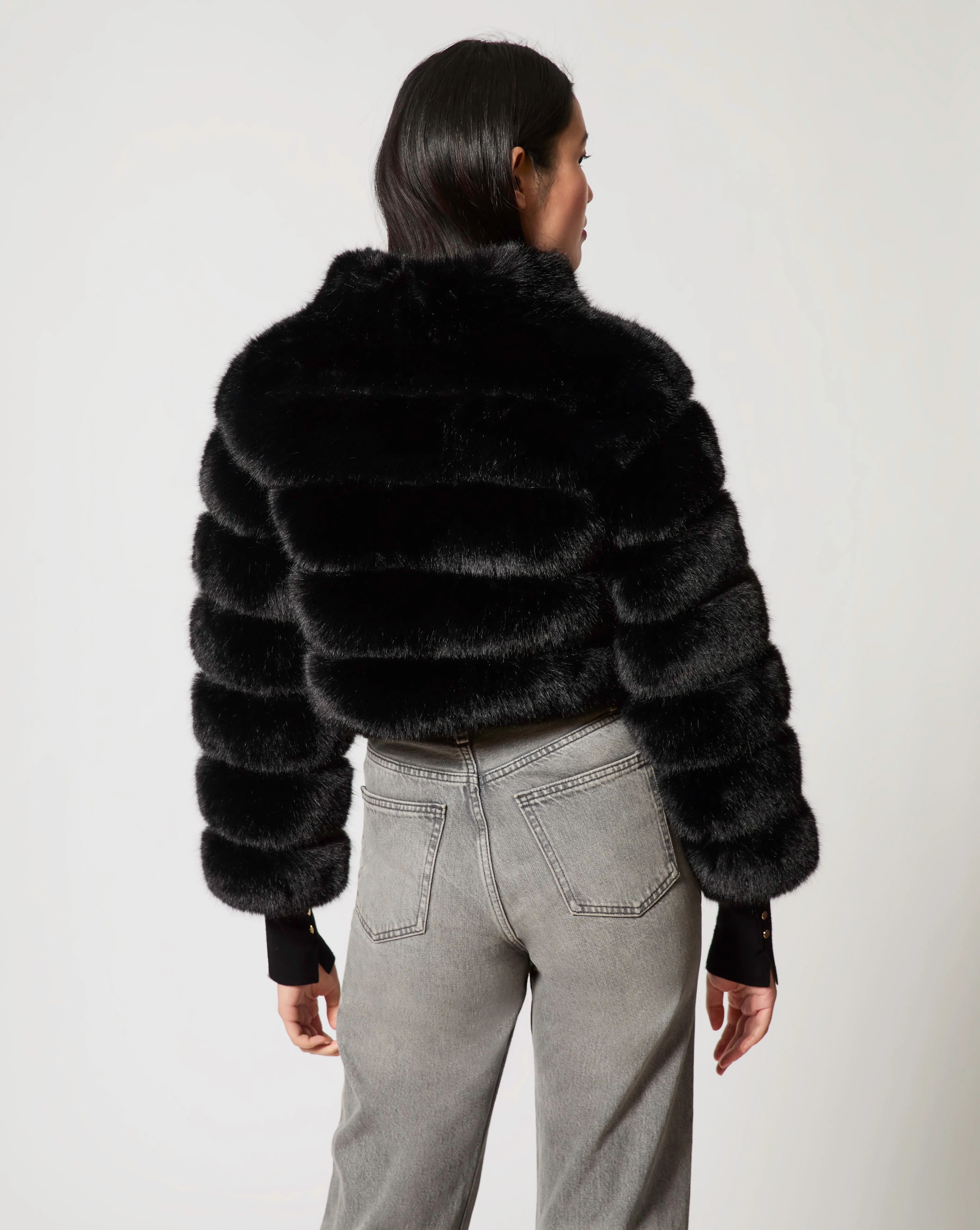 High Collar Fox Faux Fur Jacket