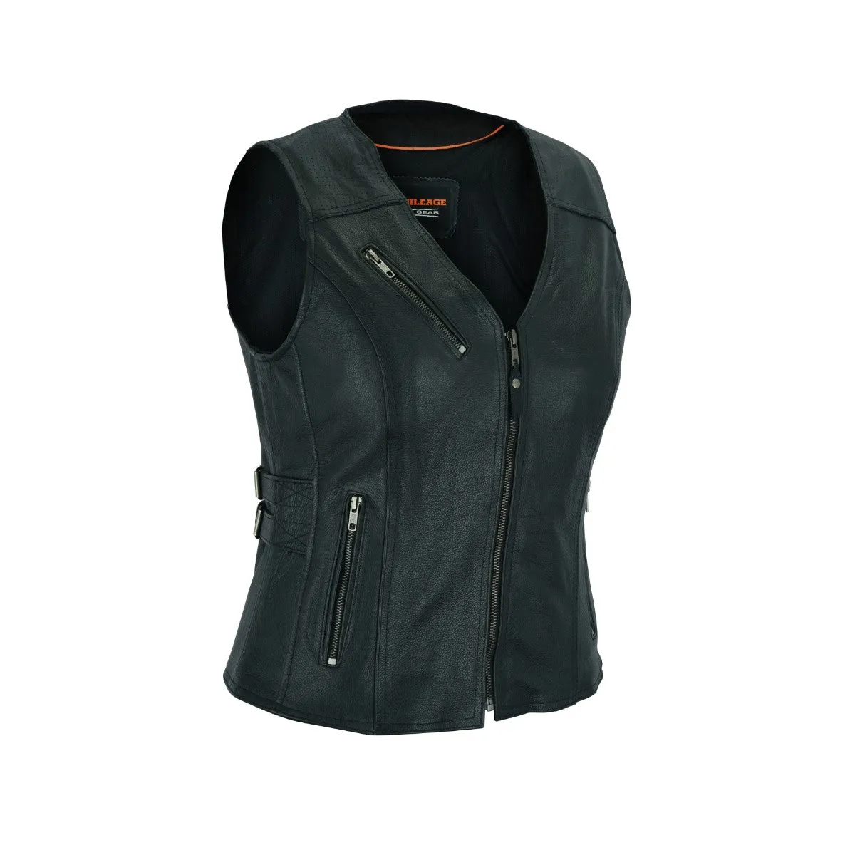 HML1037B Ladies Black Vest with Buckles