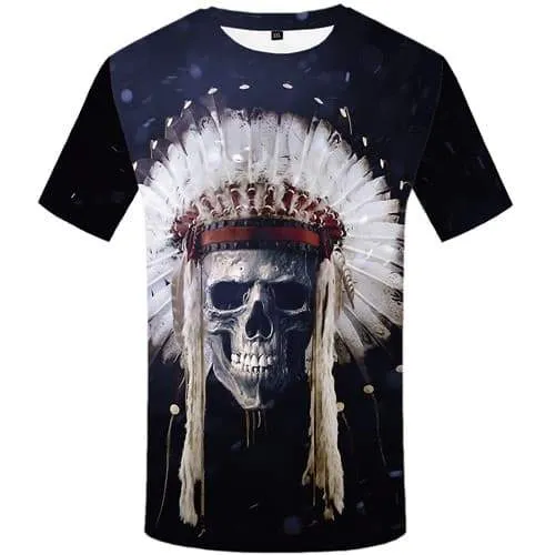 Indian T-shirt Men Skull Shirt Print Space Galaxy T shirts Funny Feather Tshirts Novelty America Tshirts Casual Short Sleeve