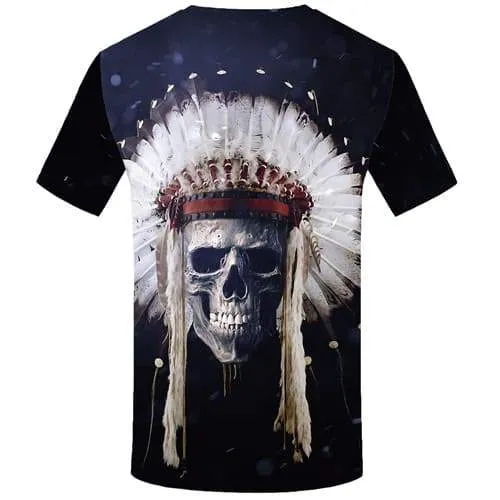 Indian T-shirt Men Skull Shirt Print Space Galaxy T shirts Funny Feather Tshirts Novelty America Tshirts Casual Short Sleeve