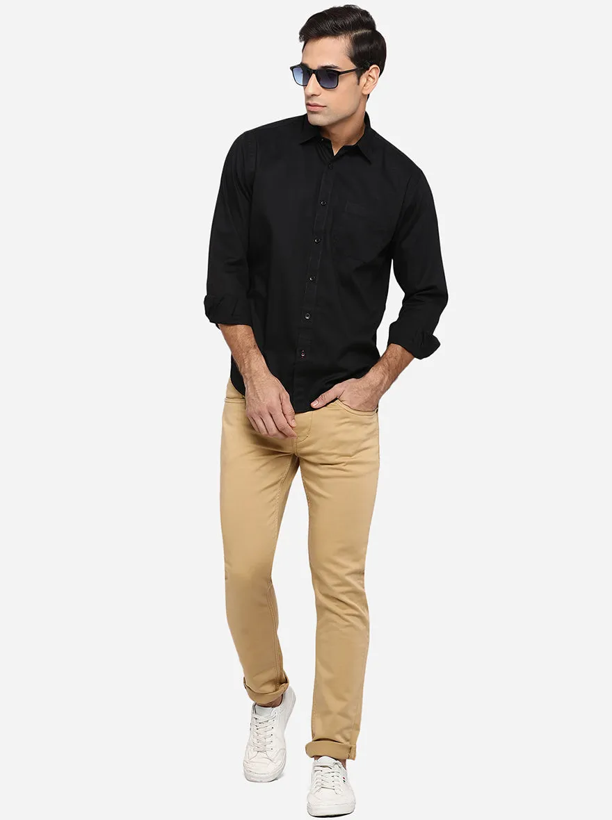 Jet Black Solid Classic Fit Casual Shirt | Greenfibre