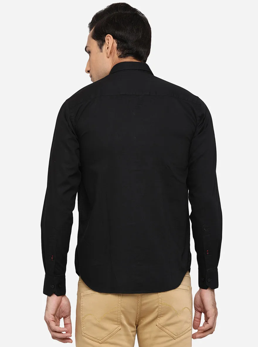 Jet Black Solid Classic Fit Casual Shirt | Greenfibre