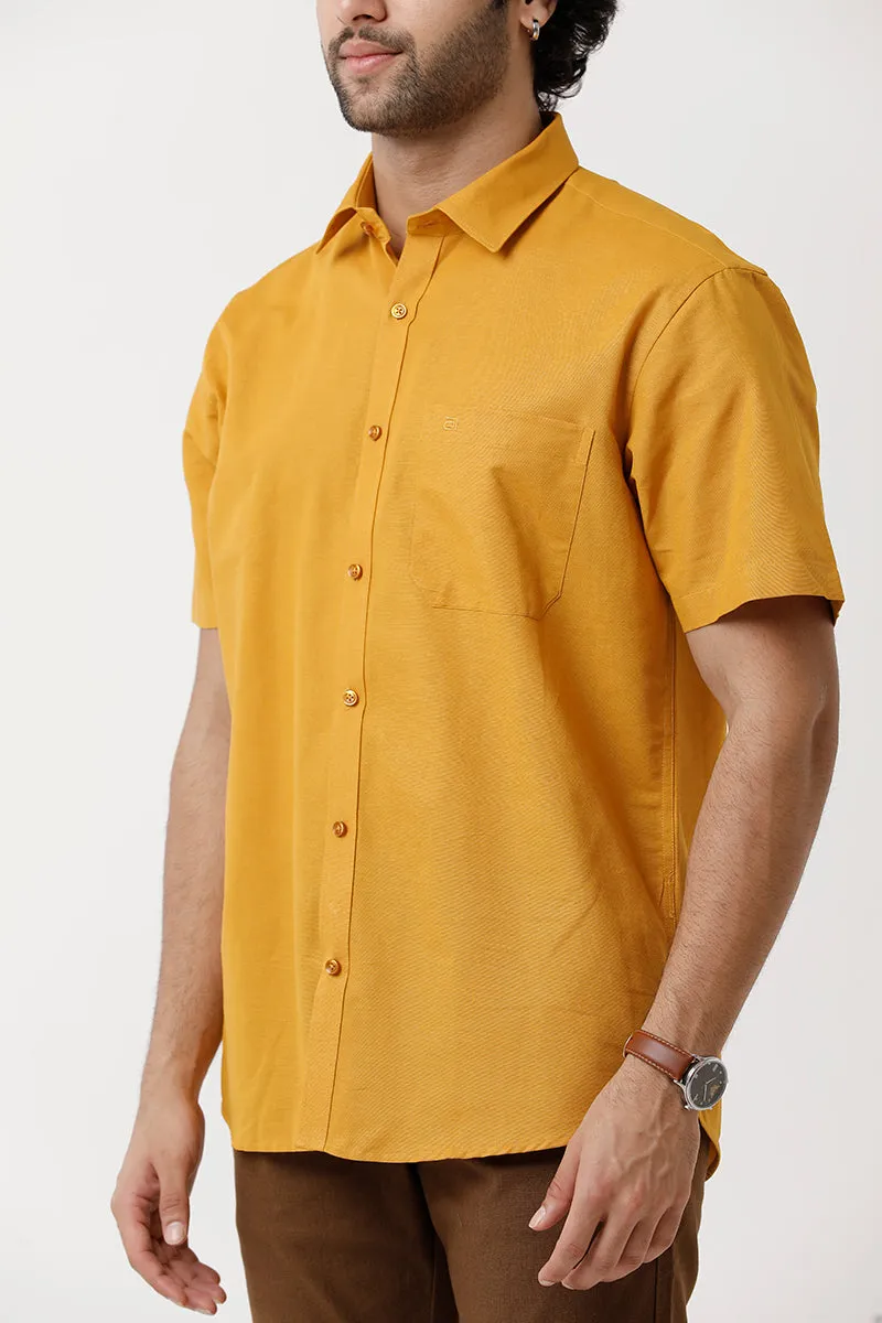 Jute Classic - Mustard Yellow Formal Shirt For Men | Ariser