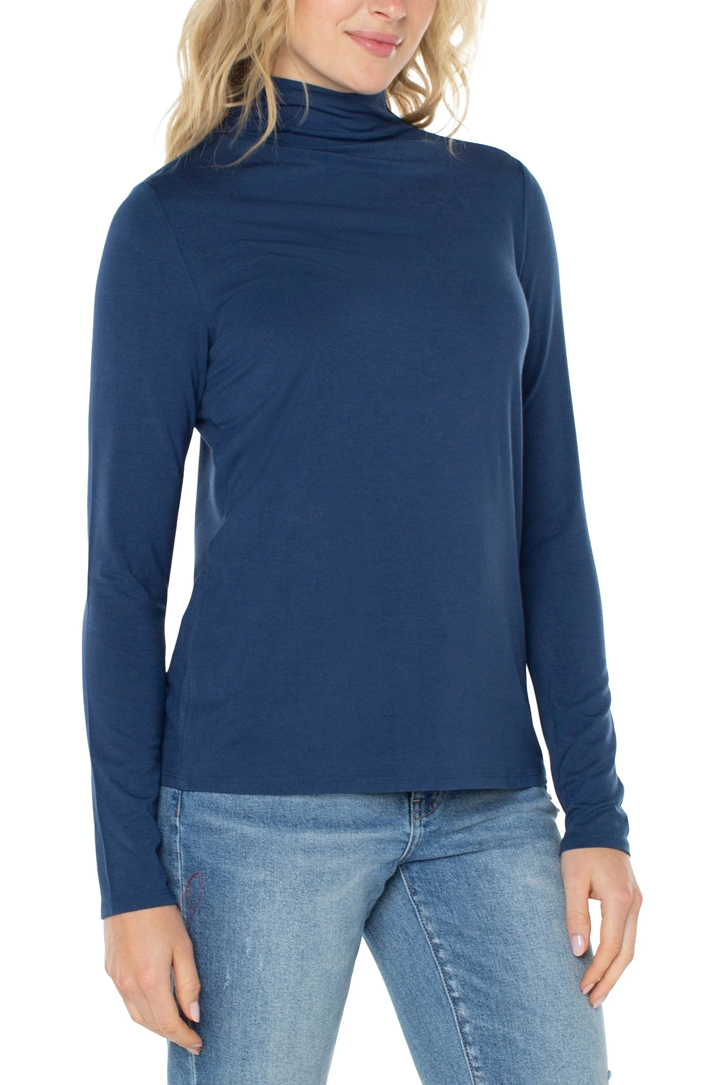 Long Sleeve Mock Neck Knit Top (Liverpool)