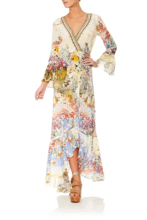 Long Sleeve Wrap Dress- Lady Labryinth