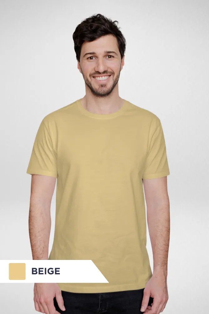 Maroon and Beige Plain T-shirts Combo for Men