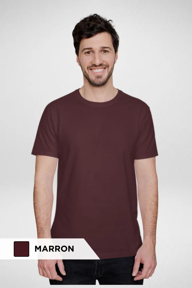 Maroon and Beige Plain T-shirts Combo for Men